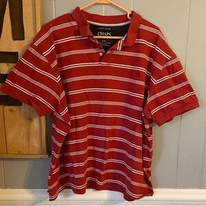 Chaps Men's Polo in Red and White Stripes XXL